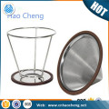 Permanent double layer fine mesh 18/8 cone shape coffee filter dripper